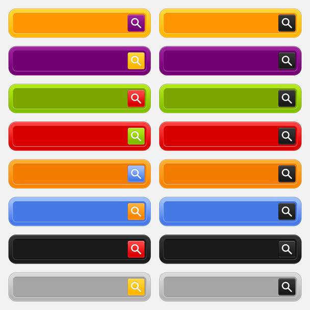 Variationen Farbe Web-Formularvorlage Suchleiste mit Lupe Symbol auf grau - Vektor, Bild