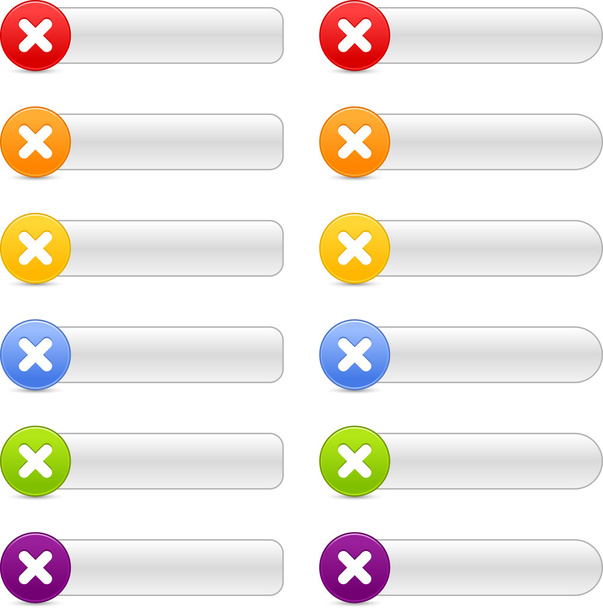 12 χρωματιστό κουμπί Διαγραφή σημάδι web 2.0 πίνακες πλοήγησης με σκιά σε λευκό - Διάνυσμα, εικόνα