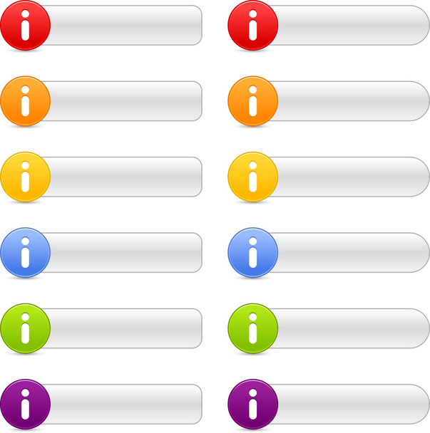 12 цветных кнопок информации подписать веб 2.0 навигационных панелей с тенью на белом
 - Вектор,изображение