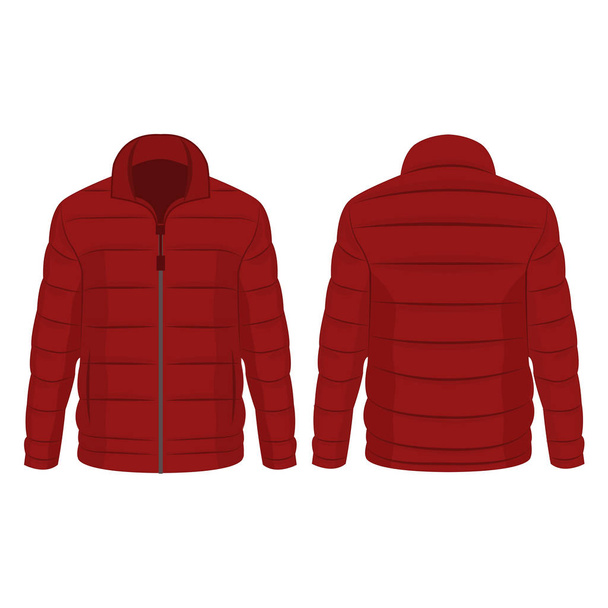 Темно-красная зимняя куртка на молнии изолировала вектор на белом фоне
 - Вектор,изображение