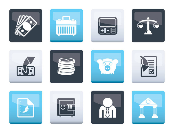 Bank, business and finance icons over color background - vector icon set - Вектор, зображення