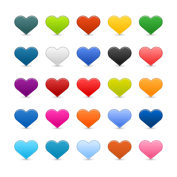Matted color heart web buttons on white background - Vector, Image