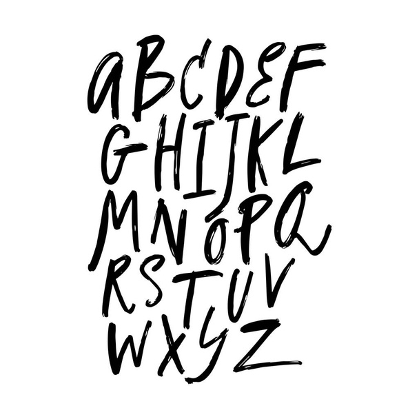 Hand drawn cute font set. ABC, alphabet isolated on white background, vector illustration - Vektör, Görsel