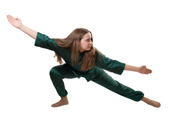 Young girl training martial arts - Fotoğraf, Görsel