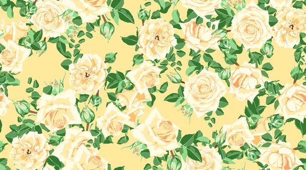 Λουλουδάτο μοτίβο άνευ ραφής με vintage τριαντάφυλλα. - Διάνυσμα, εικόνα