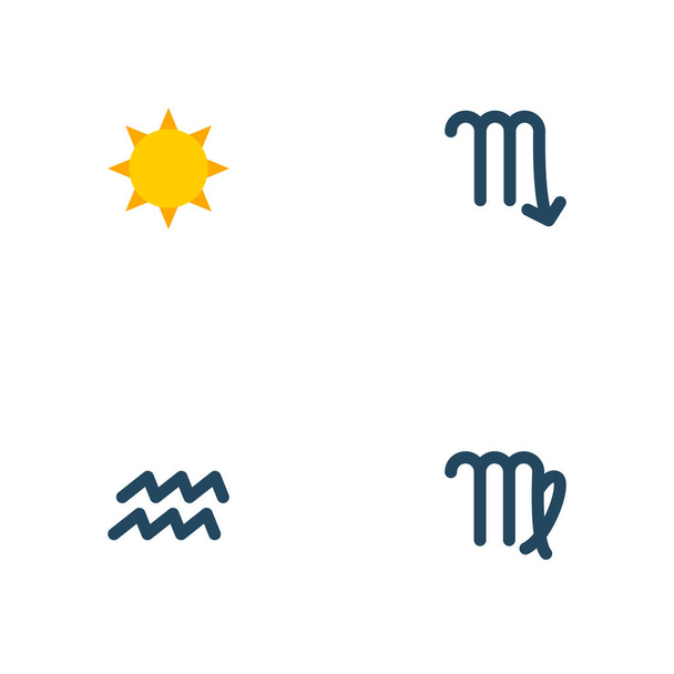 Akrep, Başak, aqurius ve diğer simgeler web mobil app logo tasarımı için astronomi simgeler düz stil sembollerle kümesi. - Fotoğraf, Görsel