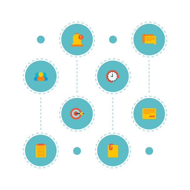 Ensemble d'icônes de projet symboles de style plat avec tableau des tâches, objectif, joindre le fichier et d'autres icônes pour la conception de logo de votre application mobile Web
. - Photo, image