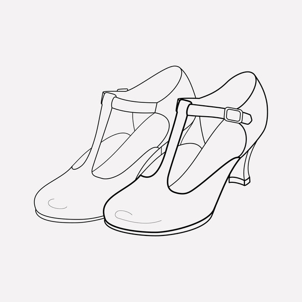 T-strap chaussures élément de ligne icône. illustration de la ligne d'icône de chaussures t-strap isolé sur fond propre pour la conception du logo de votre application mobile web
. - Photo, image
