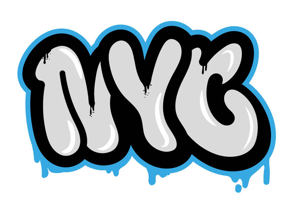 Decorative tourist vandal lettering with famous city New york in Graffiti bombing style on wall using aerosol spray paint Street style type lettering for poster cover print clothes pin patch sticker. - Vektör, Görsel