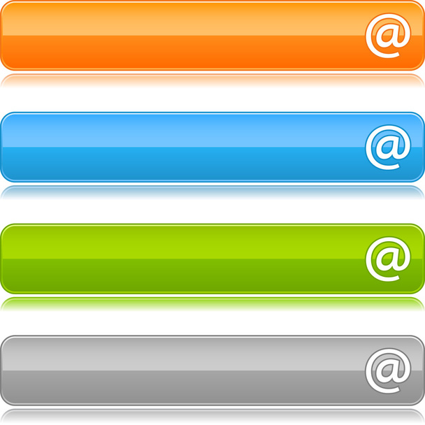 At sign web 2.0 navigation panel. Colored glossy internet buttons with shadow on white background - Vector, Image