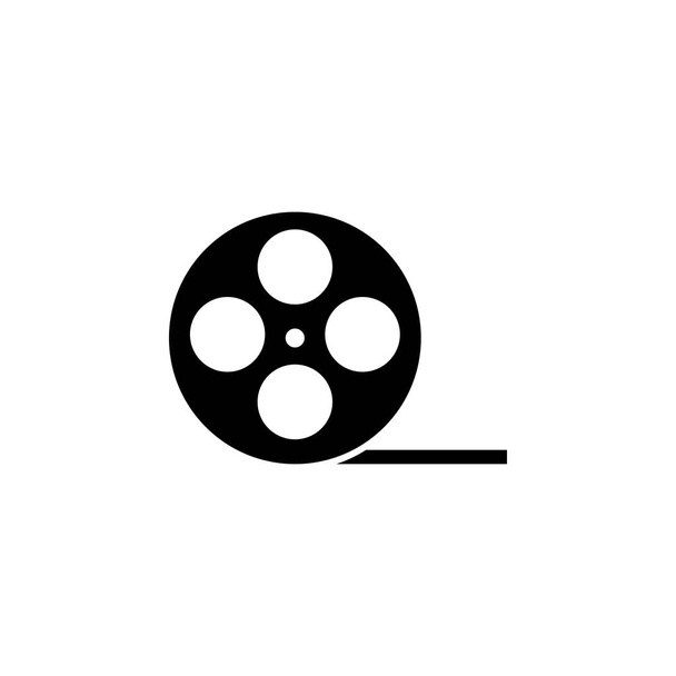 Film roll icon vector or video camera tape reel flat sign symbols logo illustration isolated on white background black color.Concepts objects design for cinema and movie theater. - Vector, Image