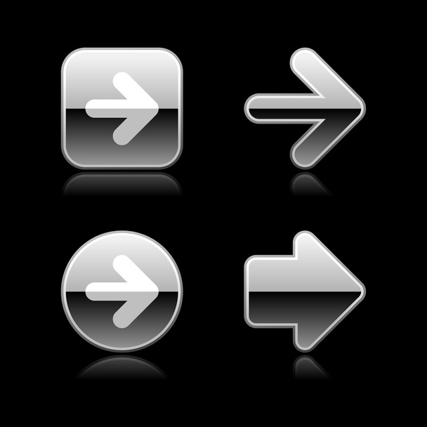 μεταλλικό ασημένιο βέλος κουμπιά Ιστού με προβληματισμό σχετικά με μαύρο φόντο - Διάνυσμα, εικόνα