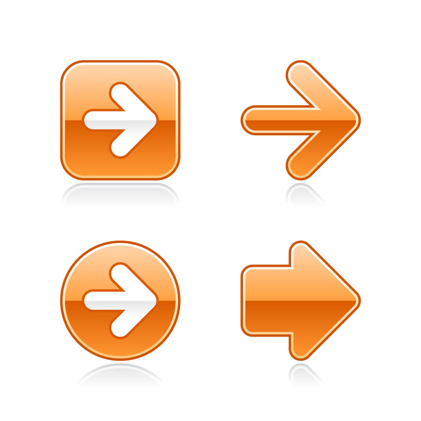 4 pegatinas brillantes de la web de la muestra de flecha 2.0. Botón naranja con sombra gris sobre blanco. 10 eps
 - Vector, Imagen