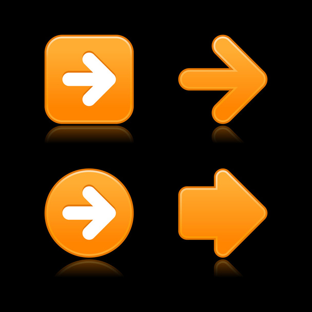 σατέν ομαλή πορτοκαλί βέλος σημάδι web 2.0 κουμπιά με σκιά σε γκρι φόντο - Διάνυσμα, εικόνα