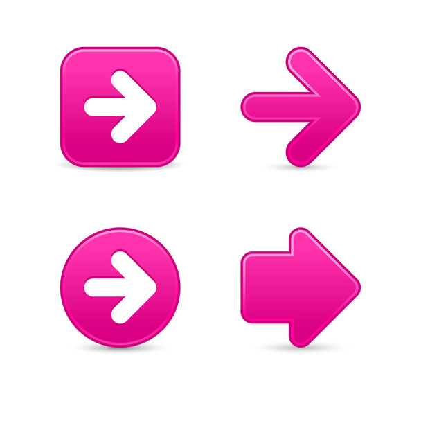 Pink smooth arrow sign web 2.0 buttons with shadow on white background - Vector, Image