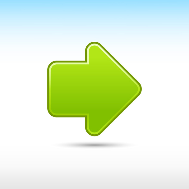 πράσινο web 2.0 κουμπί βέλος εικονίδιο επόμενο σημάδι με σκιά σε άσπρο φόντο - Διάνυσμα, εικόνα