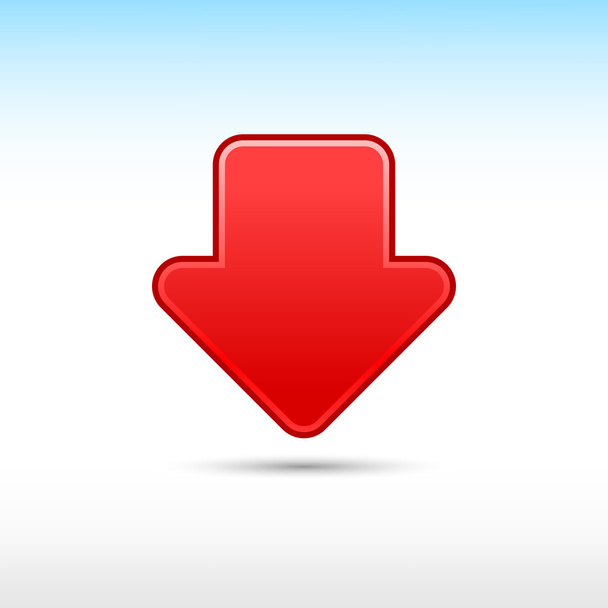 Red web 2.0 button arrow icon download sign with shadow on white background - Vector, Image