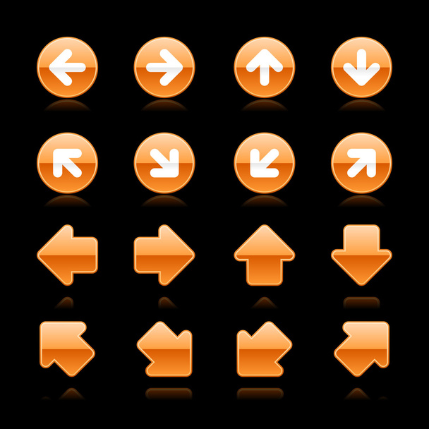 オレンジ色の矢印記号 web 2.0 ボタン黒の背景に色の反射 - ベクター画像
