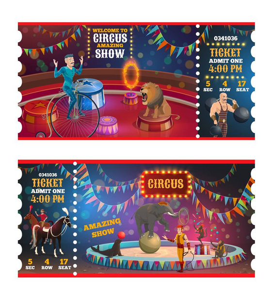 Billets de spectacle de magie de cirque billets de dessin animé
 - Vecteur, image
