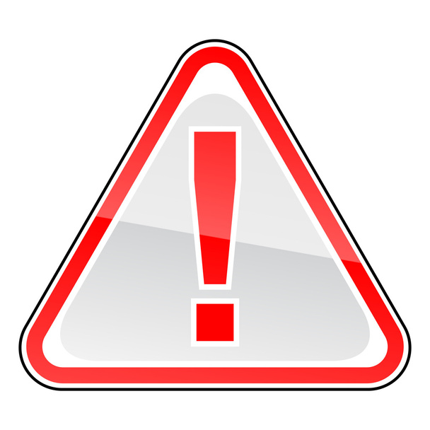 Red hazard warning attention sign with exclamation mark on white - Vector, Image