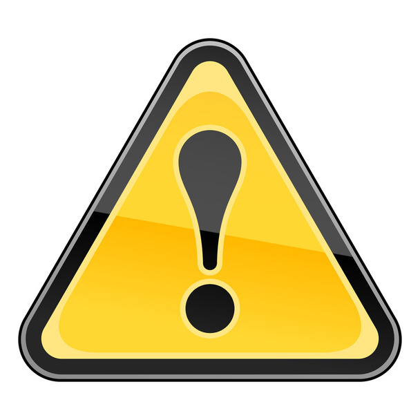 Hazard warning attention sign with exclamation mark symbol on white. - Vector, Image