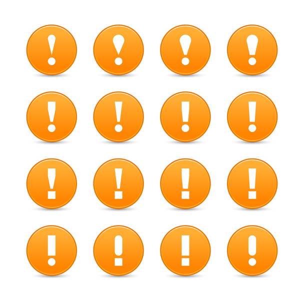 Orange web 2.0 button attention sign with exclamation mark. - Vector, Image
