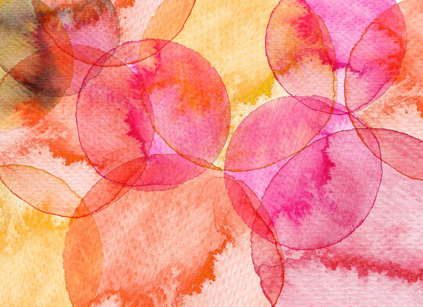 Abstract circle watercolor background. Hand drawn circles illustration. - Foto, afbeelding