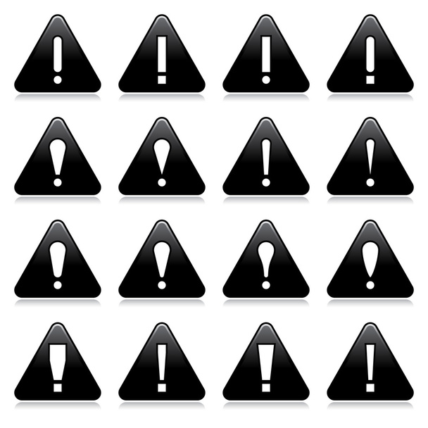 Set negro mate signo de atención en blanco
 - Vector, imagen