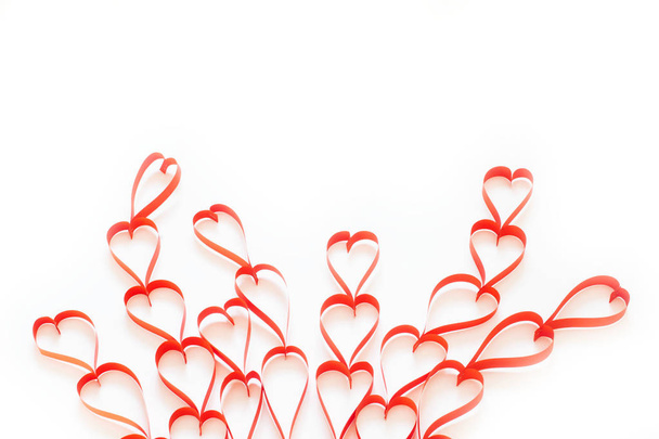 Red heart from a paper on a white background. Space for text. - Foto, Imagen