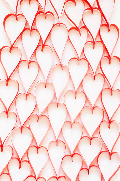 Red heart from a paper on a white background. Space for text. - Foto, Imagen