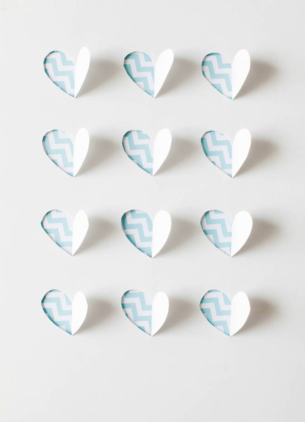 Paper hearts cut from paper. - 写真・画像