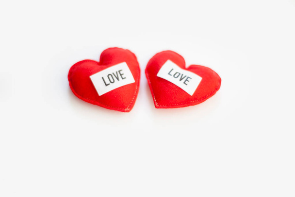 Five red hearts - white background - Valentine's Day - Valokuva, kuva