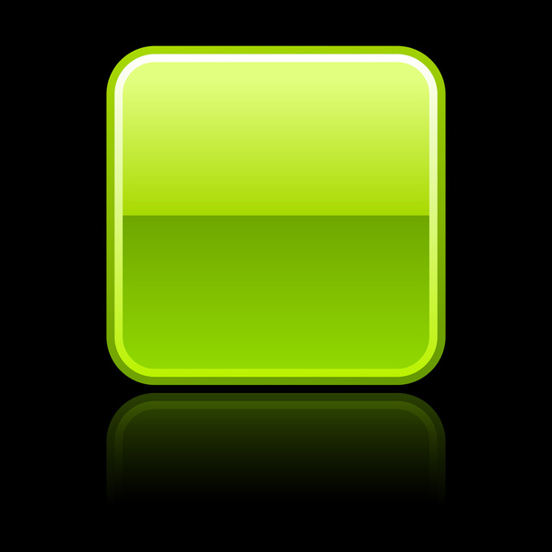 Verde brillante web 2.0 botón en blanco con reflexión de color sobre fondo negro
 - Vector, Imagen