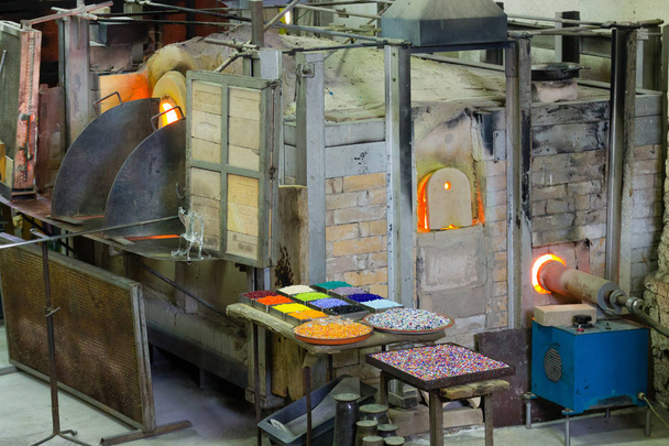 Craftsmanship of glass. Glass furnace view,Murano Venice,Italy. - Photo, Image