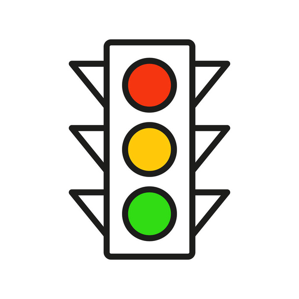 Ícones da interface do semáforo. Vermelho, amarelo e verde (pare, vá e espere). Botões vetoriais de linha
. - Vetor, Imagem