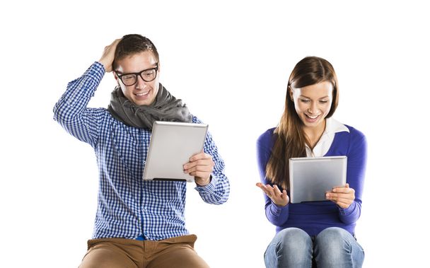 man en vrouw met Tablet PC - Foto, afbeelding