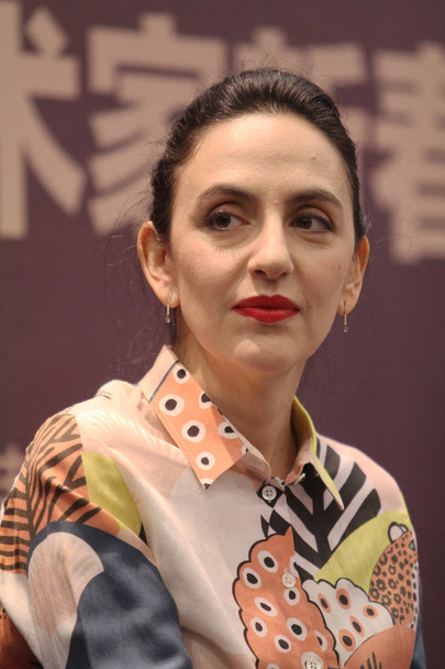 French artist Anais Martane, the wife of Chinese actor Liu Ye, attends a promotional event for her music stage play "Ghetto" in Wuhan city, central China's Hubei province, 19 January 2019. - Fotó, kép