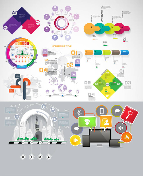 Elementi infografici aziendali visualizzazione dei dati progettazione vettoriale
  - Vettoriali, immagini