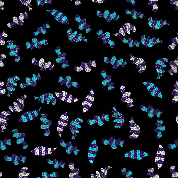 Элегантная векторная текстура с цветочными элементами. Фиолетовый каракули, черный и синий цвета
. - Вектор,изображение
