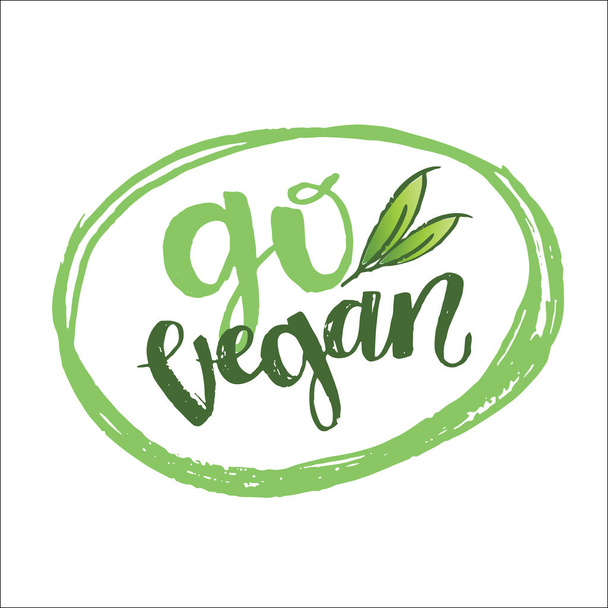 Hand drawn doodle vegan set - eco label - Vektor, obrázek