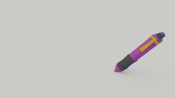 3d icon of violet mechanical pencil isolated on gray background - Zdjęcie, obraz