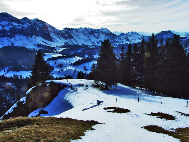Panoramablick vom spitzli bei der urnasch-Siedlung - Kanton Appenzell ausserrhoden, Schweiz - Foto, Bild