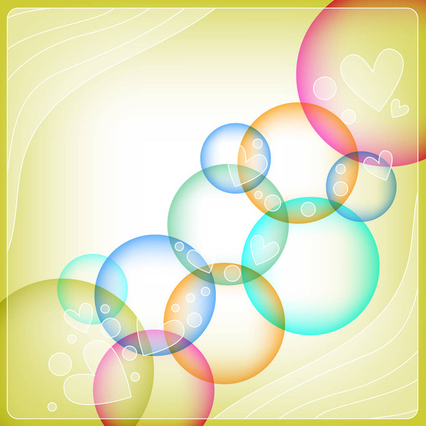 Colorful background with hearts and circles - ベクター画像
