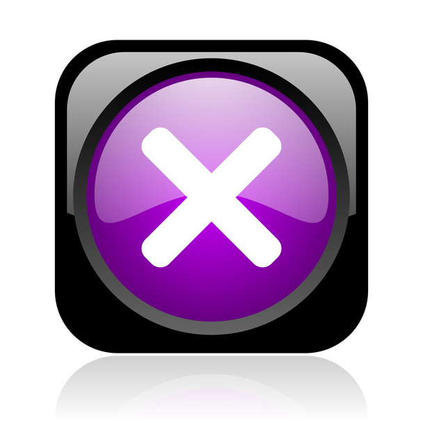 cancel black and violet square web glossy icon - Photo, image