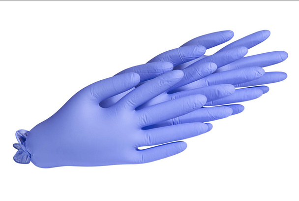 Inflated medical latex gloves close up - Photo, Image