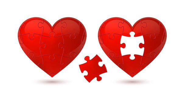 Colorful vector puzzle heart - Διάνυσμα, εικόνα