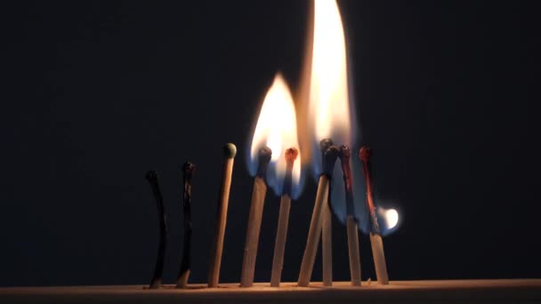 暗い背景に赤い炎を一致する硫黄燃焼 - 映像、動画
