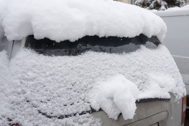 Winter frozen back car window, - Photo, Image