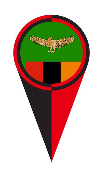 Zambiya haritası işaretleyici simge konumu bayrak işaretleyici - Vektör, Görsel