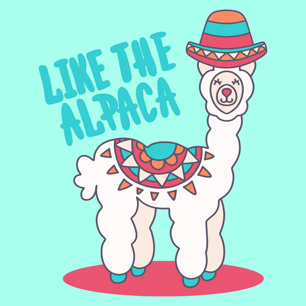 Seamless pattern with alpaca and hand drawn elements - Vetor, Imagem